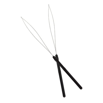 10 Pcs Hair Extension Loop Needle Threader Pulling Hook Tool and Bead Device Tool for Hair Extensions (Black)