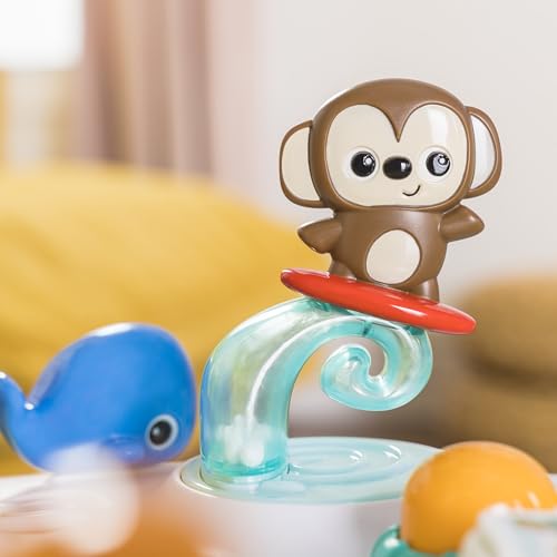 Bright Starts, Around We Go 2-in-1 Walk-Around Activity Centre and Play Table - Tropic Cool, Walker with Music, Lights and Interactive Toys, Removable Seat, Ages 6 Months Plus