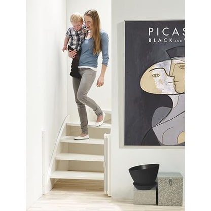 BabyDan - Guard Me Auto Retractable Stair Gate, 55-89 cm width, One-Hand Operation Safety Gate, Child and Pet Gate, White, Made in Denmark