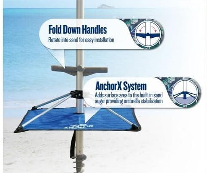 Tommy Bahama 8 ft Beach Umbrella with wind vent and sand anchor- Rich blue