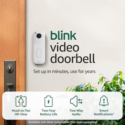 Blink Video Doorbell (newest model) – Head-to-toe HD view, two-year battery life, and simple setup. Required Sync Module not included – Add-On (Black)