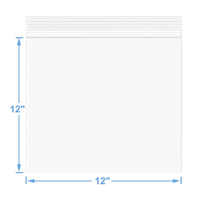 Somoga 50 PCS 12" x 12" Large Thick 2.4 Mil Clear Zip Poly Bags Plastic Reclosable Zip Seal Lock Bags Clothing Shoes Toys Prints Zipper Bag