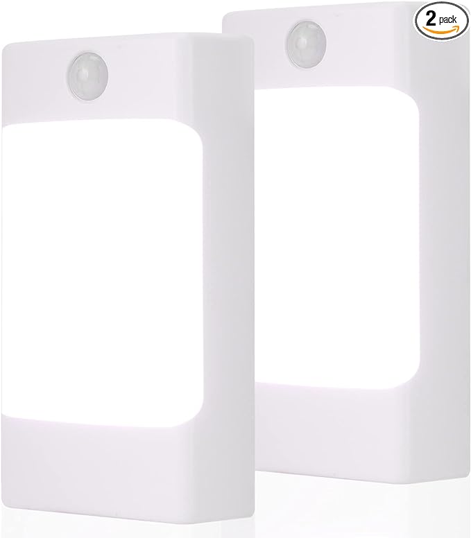 4-in-1 LED Night Light Emergency Backup Light, Motion Sensor, Dusk-to-Dawn Sensor, Rechargeable Battery Operated 5000K Daylight White, LED Flash Light for Home, Power Failure, Hurricane, 2Pack