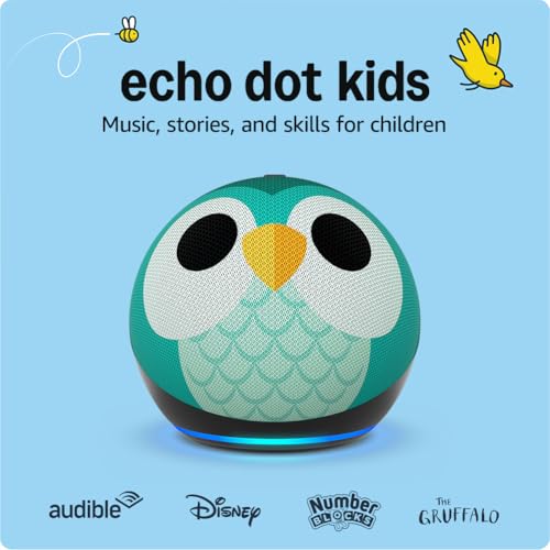Echo Dot Kids (newest gen) | Wi-Fi and Bluetooth smart speaker with Alexa | With 1 year of Amazon Kids+ content | Owl