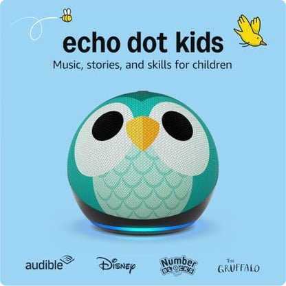 Echo Dot Kids (newest gen) | Wi-Fi and Bluetooth smart speaker with Alexa | With 1 year of Amazon Kids+ content | Owl