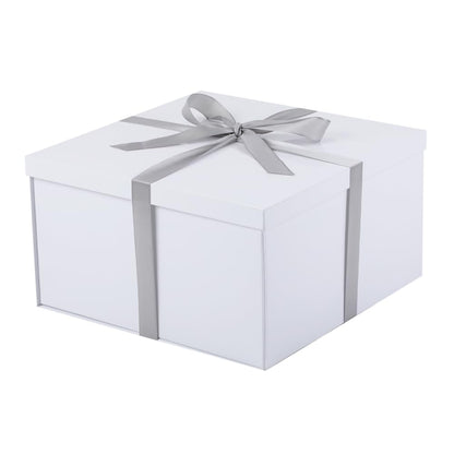 UoeRing 1Pcs White Extra Large gift box with lids 13×13×7 Inches gift boxes for presents,Birthday Box (include Ribbon, Paper Shred Filler Gift Card & Envelopes)