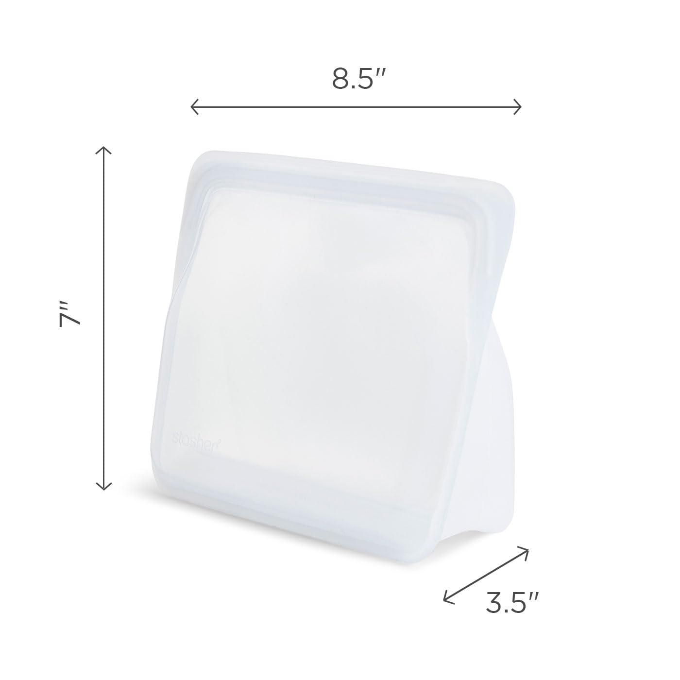 Stasher Premium Silicone Reusable Food Storage Stand-Up Mid Bag, Clear, Microwave, Sous Vide, Dishwasher, Oven and Freezer Safe, BPA Free, Leak-free, Eco-friendly, 56 Oz