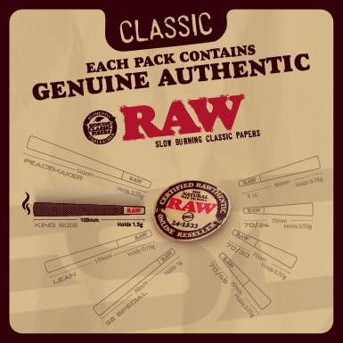 RAW Cones Classic King Size | 100 Pack | Natural Pre Rolled Rolling Paper with Tips & Packing Sticks Included