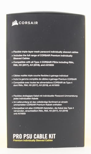 CORSAIR CP-8920224 Premium Individually Sleeved PSU Cables Pro Kit – Black, 2 Year Warranty, White