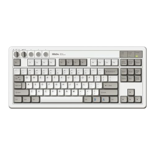 8Bitdo Retro Mechanical Keyboard, Bluetooth/2.4G/USB-C Hot Swappable Gaming Keyboard with 87 Keys, Dual Super Programmable Buttons for Windows and Android - N Edition