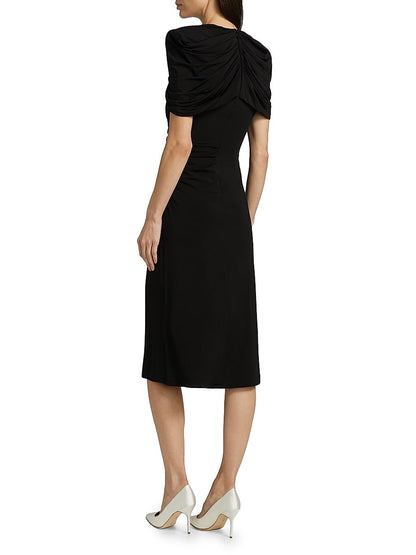 Stella McCartney, Draped Cape Midi-Dress, 40 (4-6), Black