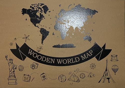 Wooden World Map 3D Art Large Wall Decor - Size (M, L, XL) Any Occasion Gift Idea - Wall Art For Home, Kitchen or Office (SIZE L, ALASKA)