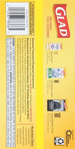 Glad ForceFlex Trash Bags 13 Gallon Gain Lemon Zest | Tall Kitchen | Drawstring