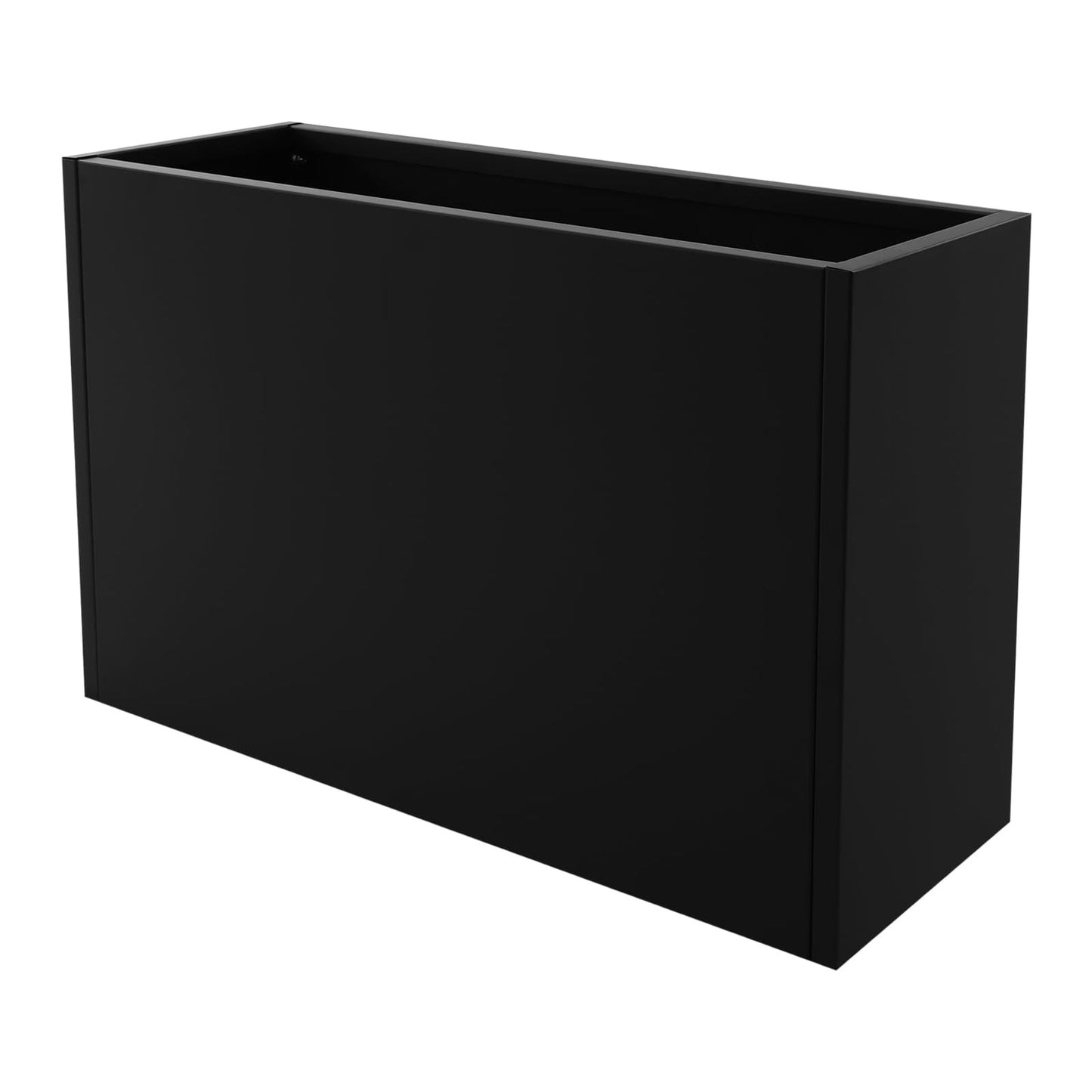 Black Rectangular Planter Outdoor with Insert Shelf, Tree Planter Pot Steel Large Tall Rectangular Planters for Outdoor Plants 38*12*24In Black Planter Box for Patio, Deck, Yard, Garden