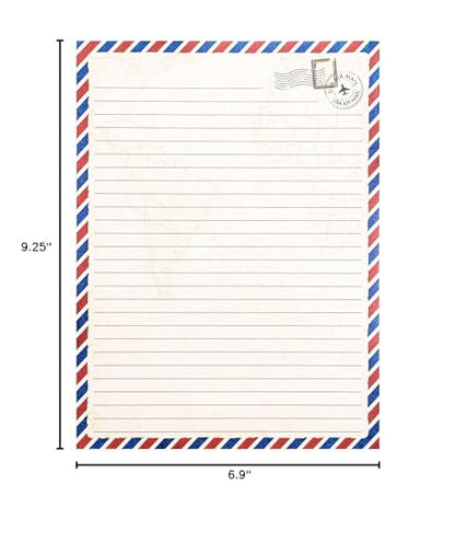 48 Pack Letter Writing Stationary Paper and Envelopes Set, Vintage Travel Design (6.9 x 9.25 In)