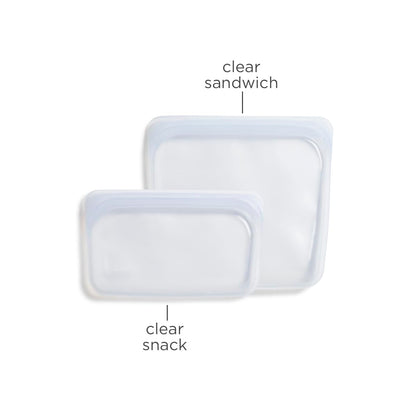 Stasher Premium Silicone Reusable Food Storage Bags, 2-Pack, Clear, Multi-Use Food Storage Bags, Lunch Bag, Travel Containers, BPA Free, Leak-free, Dishwasher-Safe, Eco-friendly