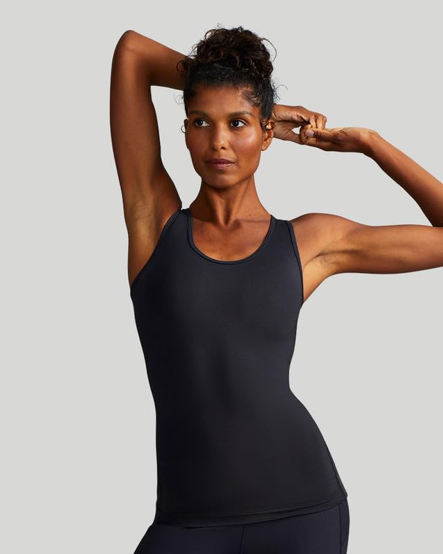 Tommie Copper Women's Lower Back Support Tank, Compression Shirt with Lower Back Pain Relief, Black M