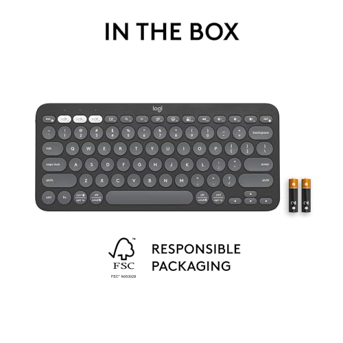 Logitech Pebble Keys 2 K380s, Multi-Device Bluetooth Wireless Keyboard with Customisable Shortcuts,Slim and Portable,Easy-Switch for Windows/macOS/iPadOS/Android/Chrome OS, QWERTY UK Layout, Graphite
