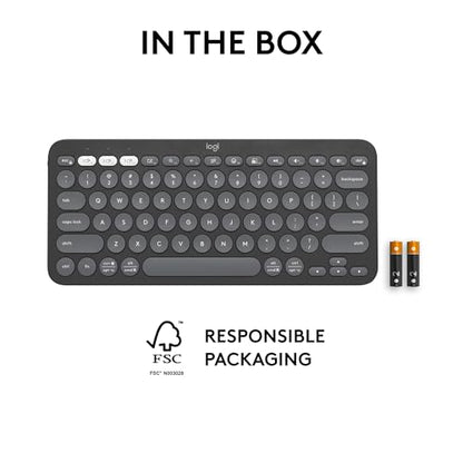 Logitech Pebble Keys 2 K380s, Multi-Device Bluetooth Wireless Keyboard with Customisable Shortcuts,Slim and Portable,Easy-Switch for Windows/macOS/iPadOS/Android/Chrome OS, QWERTY UK Layout, Graphite