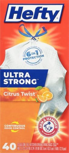 Hefty Ultra Strong Trash Bags 13 Gallon | Tall Kitchen | Drawstring Closure |