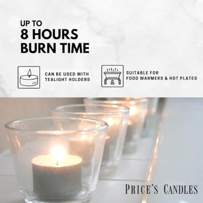 Price's Candles 100 Pack Sentinel Range 8 Hour Tealights Bags | Perfect Long Burning Tea Lights for Home, Catering or General Use | 100 Standard Size Long Burning Tea Lights
