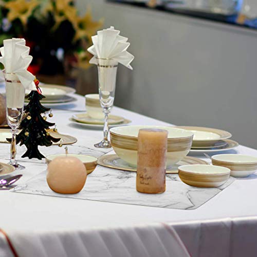 Menghao 6 PCS Waterproof Placemats Environmental Materials Multiple Styles Easy Clean for Kids Educational Learning Kitchen Dinner Party((Marble)
