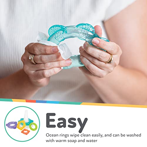 Nuby IcyBite Teethers for Teething Relief - Soft BPA-Free Baby Teething Toy - 3+ Months - Ocean Rings