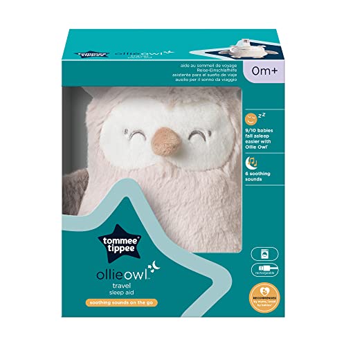 Tommee Tippee Mini OllieOwl, Travel Nursery Sleep Aid, Automatic CrySensor Soothes, Portable Fabric Loop, USB Rechargeable 25 Hours, Machine Washable