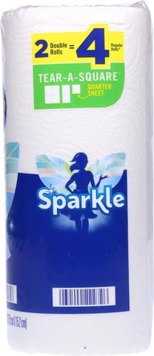 Sparkle Tear-A-Square Paper Towels, 2 Double Rolls = 4 Regular Rolls,