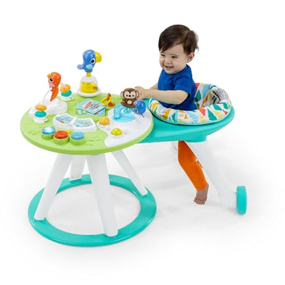 Bright Starts, Around We Go 2-in-1 Walk-Around Activity Centre and Play Table - Tropic Cool, Walker with Music, Lights and Interactive Toys, Removable Seat, Ages 6 Months Plus