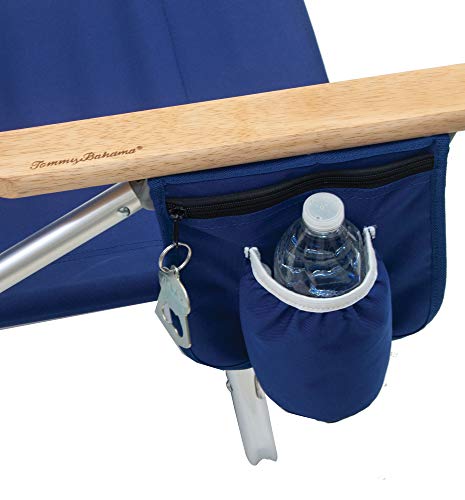 Tommy Bahama 5-Position Classic Lay Flat Folding Backpack Beach Chair, Polyester, Navy