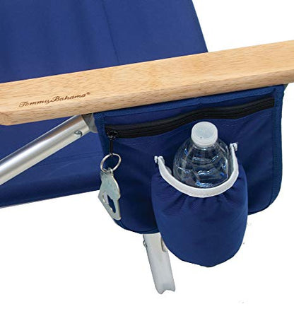 Tommy Bahama 5-Position Classic Lay Flat Folding Backpack Beach Chair, Polyester, Navy