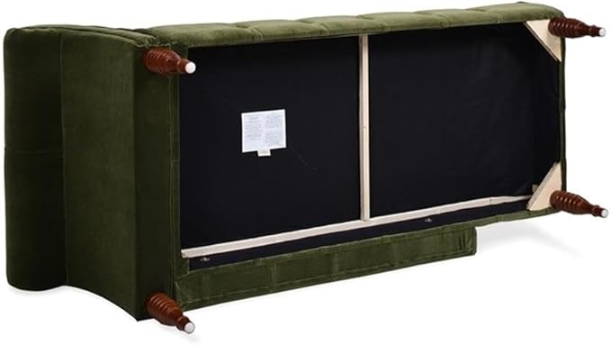 Pemberly Row Tufted Roll Arm Chaise Lounge, Olive Green Velvet Upholstery