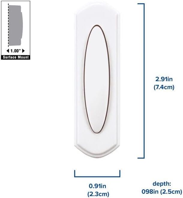 Heath Zenith SL-7797-02 Traditional Décor Series Wireless Door Chime Push Button, Off-White