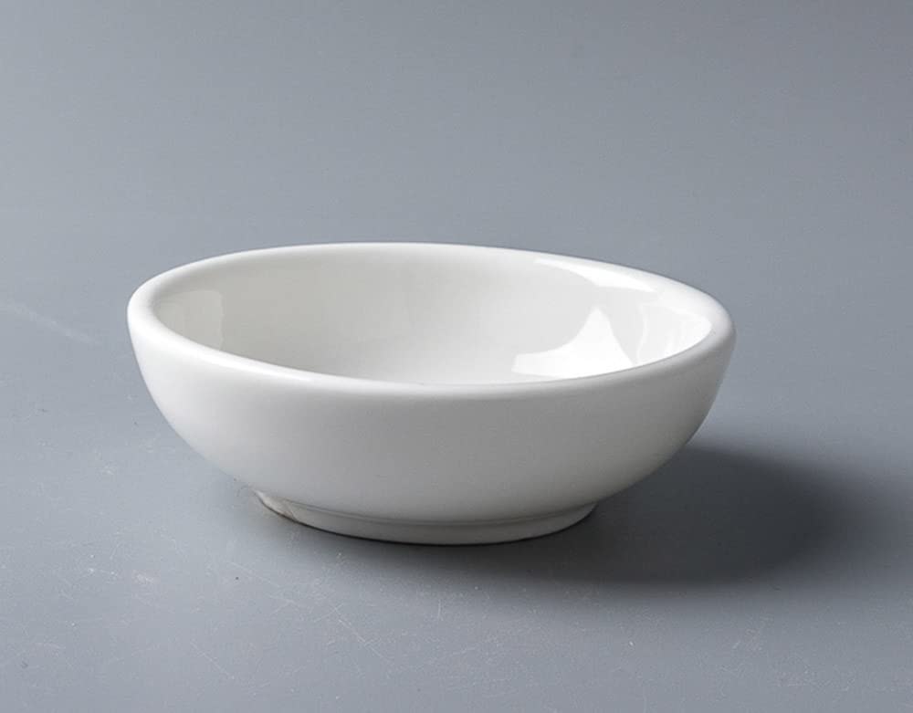 4pcs White Ceramic Seasoning Dishes Dipping Bowls Appetizer Plates,3 inch