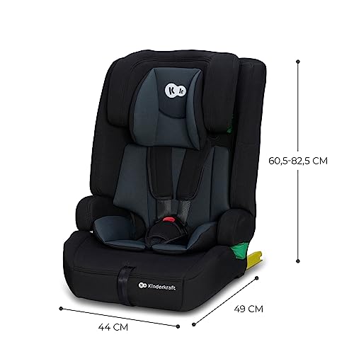 Kinderkraft Safety FIX2 I-Size 76-150 cm Car Seat, 15 Months - 12 Years, Booster Child Seat, Isofix, Top Tether, Adjustable Headrest, Group 1-2-3, 5-Point Safety Harness, Modular Insert, Black