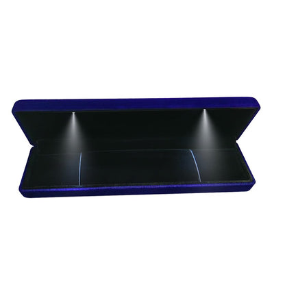GBYAN Velvet Chain Necklace Box with LED Light, Long Bracelet Storage Case, Jewelry Display Gift Box for Engagement, Anniversary,Wedding and Birthday,Blue