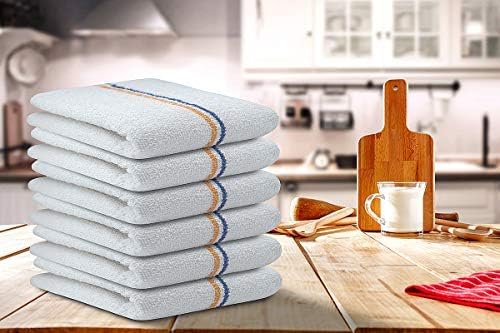 Bar Mop Blue & Gold Stripe 10 lbs 16x19 Pack of 60, 100% Cotton Double Stitched
