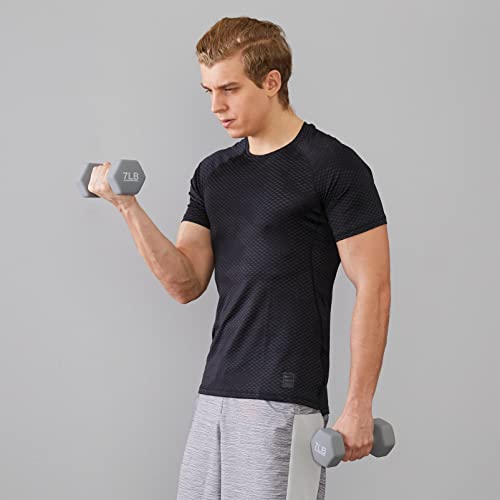 Amazon Basics Neoprene Dumbbell Hand Weights, 7 Pounds, Pair, Light Grey