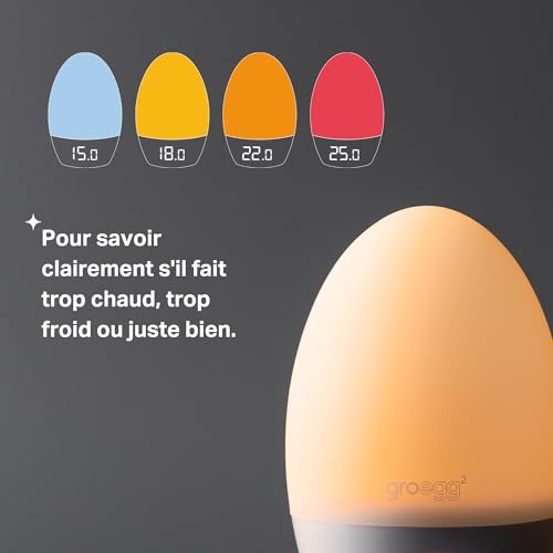 Tommee Tippee GroEgg2, Toddler Nightlight, LED Colour-Changing with Digital Room Temperature Display for Safer Sleep, Adjustable Brightness, Silicone Shell, USB Rechargeable
