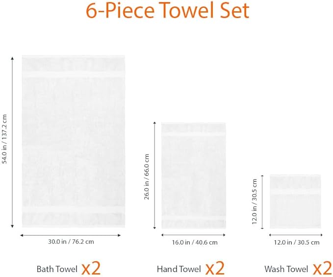 Amazon Basics 6-Piece Oversized Highly Absorbent Fade-Resistant Towel Set