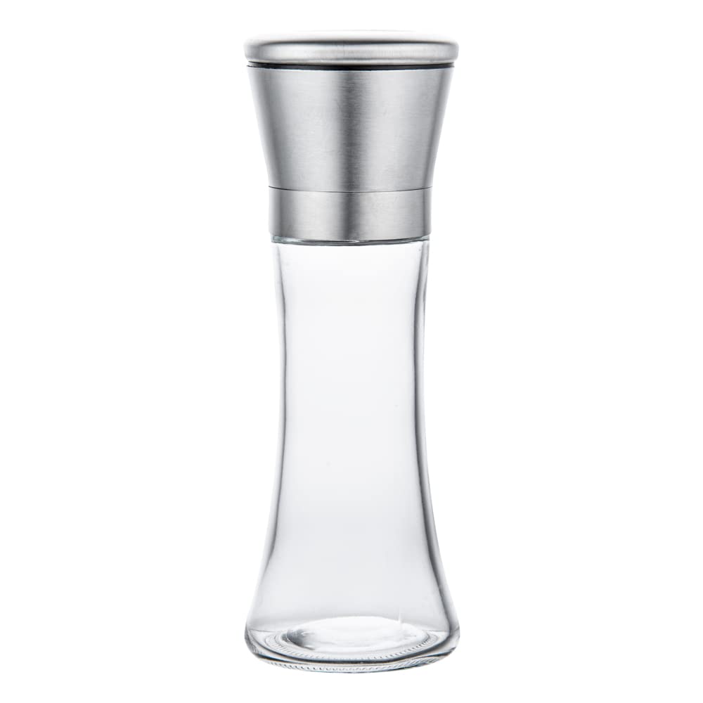 Restaurantware Vetri 6.3 Ounce Kitchen Salt And Pepper Shaker 1 Table Salt Shaker With Lid - Clear Finish Glass Pepper Shaker Refillable Diswashable