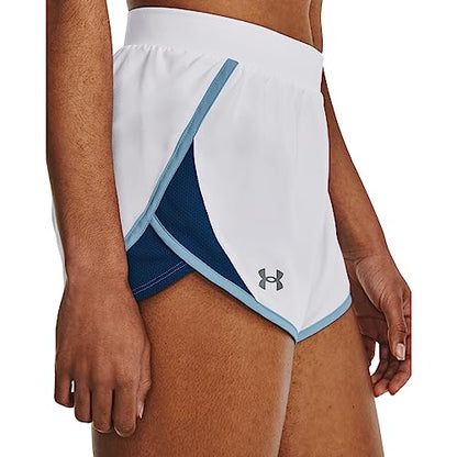 Under Armour Women's Fly by 2.0 Running Shorts, (105) White/Varsity Blue/Reflective, XX-Large