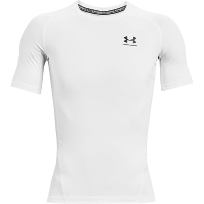 Under Armour Men's Armour HeatGear Compression Short-Sleeve T-Shirt , White (100)/Black, Large