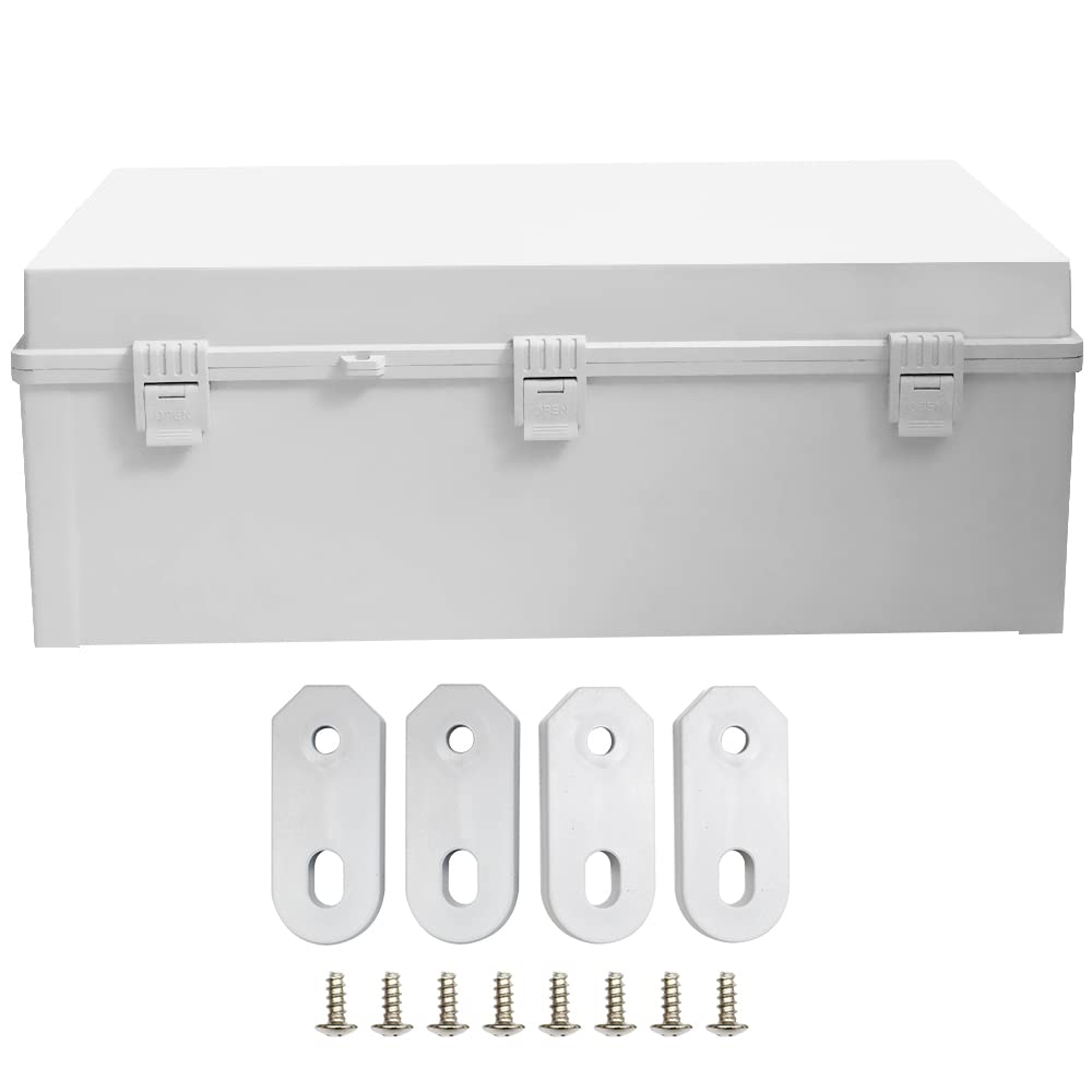 Large Electrical Junction Boxes Hinged Outdoor ABS Plastic Buckle Deep Wall Mount,Dustproof Waterproof IP67 Universal Durable Electrical Big Enclosure with Lock (23.62"x15.75"x8.66")