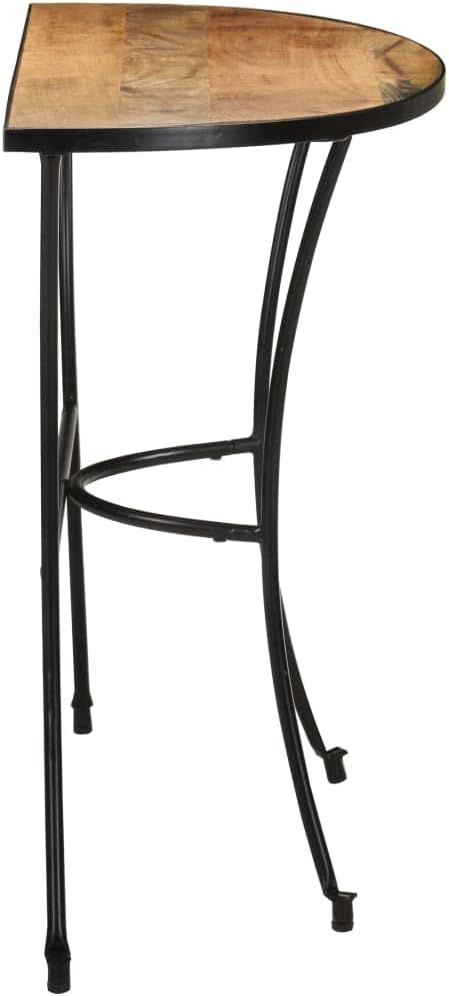 Half-Circle Solid Mango Wood Side Table 43.3"x15.7"x30.3" Natural Finish Narrow
