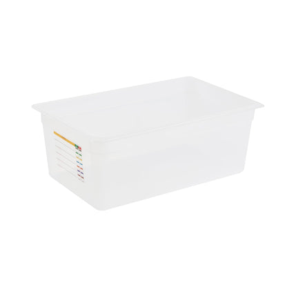 Restaurantware Food Storage Container 10 Pack of 20.7 x 12.6 x 7.8 Inches Plastic Stackable Storage Box White Reusable Label Container Dishwasher Safe For Restaurants And Kitchens