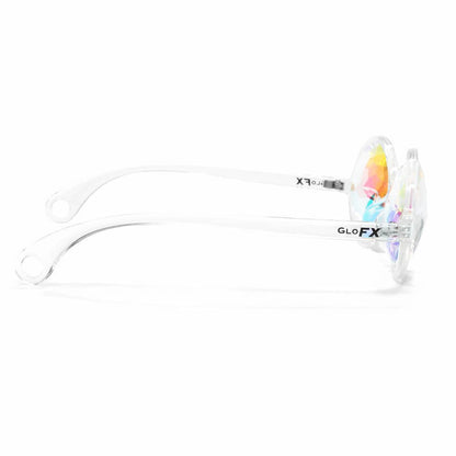 GloFX Kaleidoscope Glasses | Plastic Frame Diffraction Glasses with Glass Crystal Lens | 3D Prism Rainbow Effect - Great EDM, Concert, and Rave Accessory
