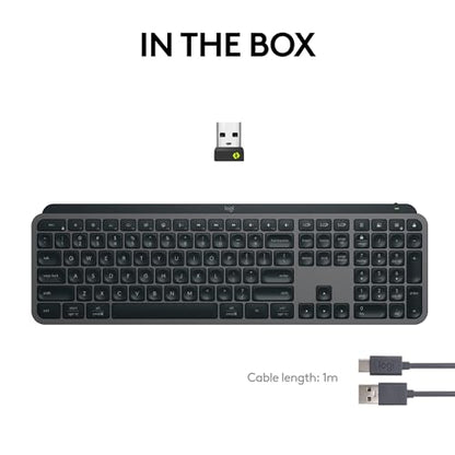 Logitech MX Keys S Wireless Keyboard, Low Profile, Fluid Precise Quiet Typing, Programmable Keys, Backlighting, Bluetooth, USB C Rechargeable, for Windows PC, Linux, Chrome, Mac - Graphite