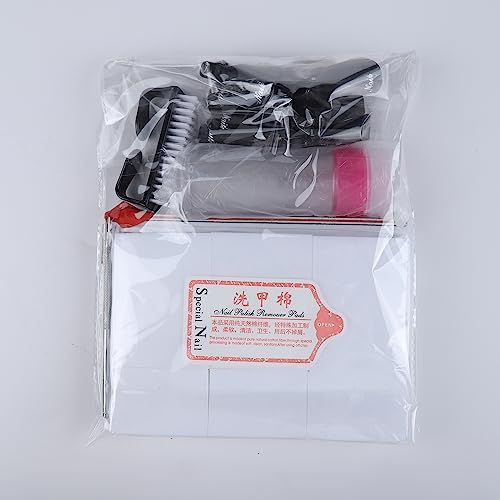 FANDAMEI Nail Polish Gel Remover Tools Kit with Nail Clips, 100ml Nail Polish Remover Bottle, 500 Nail Remover Cotton Pad, Nail Brush, Cuticle Pusher/Peeler, 100/180 Nail File,Buffer Block